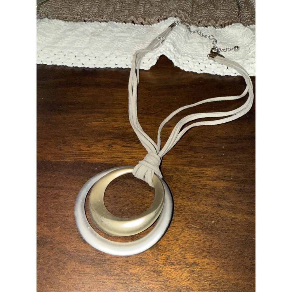 Chicos Double Crescent Pendant‎ Necklace with Cord Chain - Picture 4 of 4